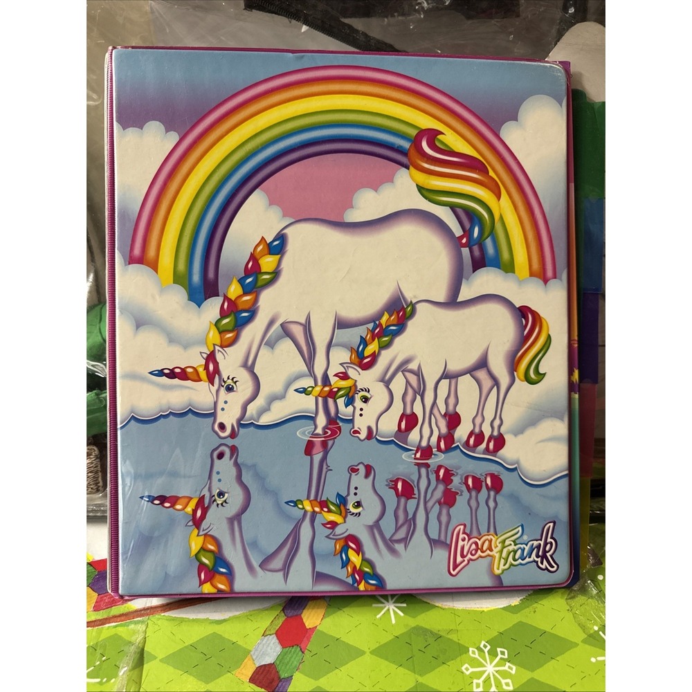 Lisa Frank 3 Ring Binder 30th Birthday Unicorns Dolphins  folder/dividers 🌈